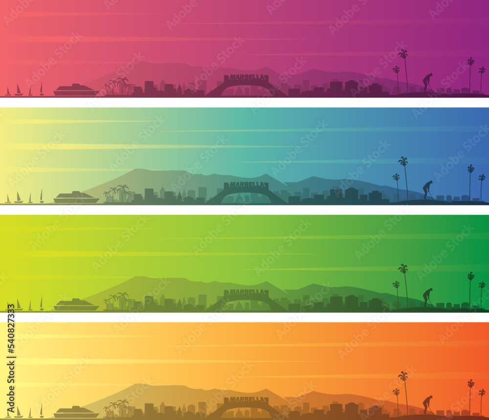 Marbella Multiple Color Gradient Skyline Banner