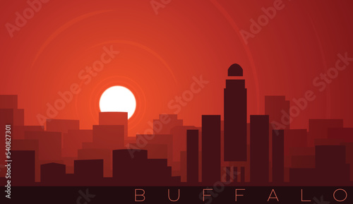 Buffalo Low Sun Skyline Scene
