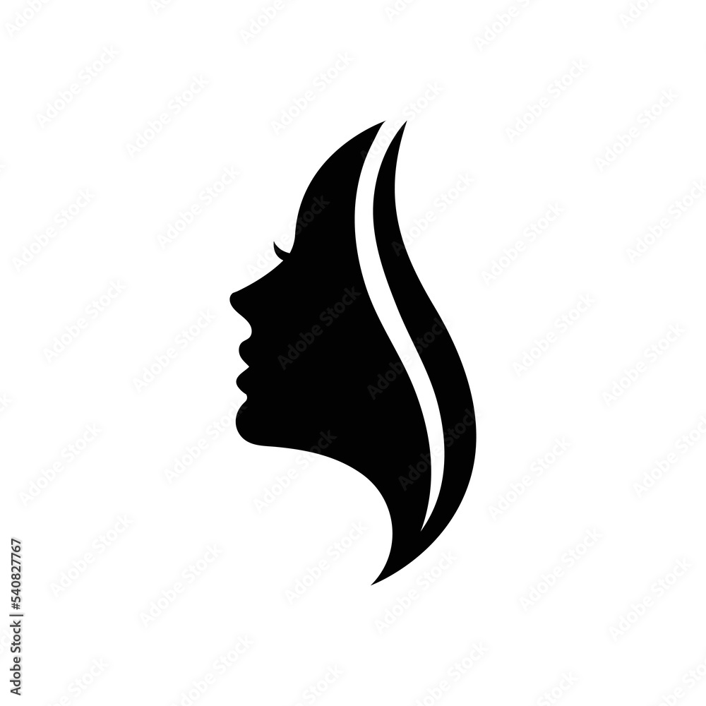 Beauty girl face logo. - obrazy, fototapety, plakaty 