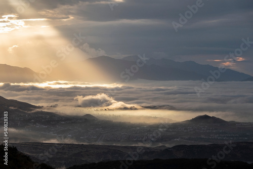Sunrise clouds, fog and sun...