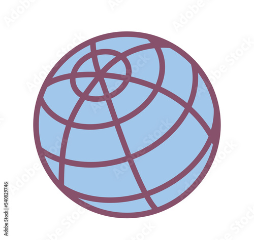 World globe icon. Metaphor of international trade and transnational companies. Globalization and logistics. Online business and earnings in Internet concept. Cartoon flat vector illustration