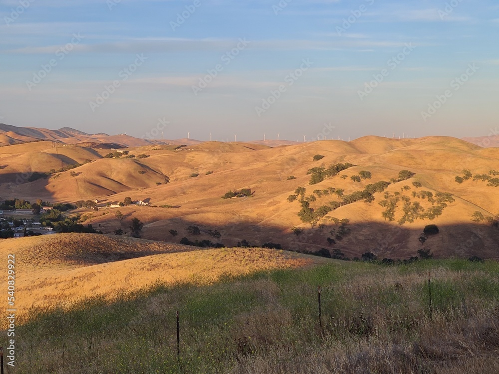 Livermore windmills at Altamont Pass from Tassajara Ridge, San Ramon, California