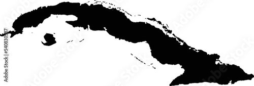 Editable black vector image of Cuba.