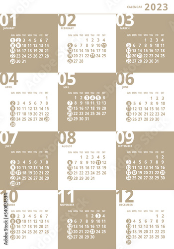 2023年_年間カレンダー_格子