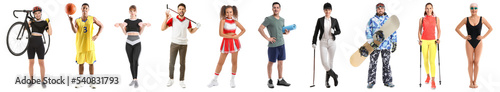 Set of different sporty peo...