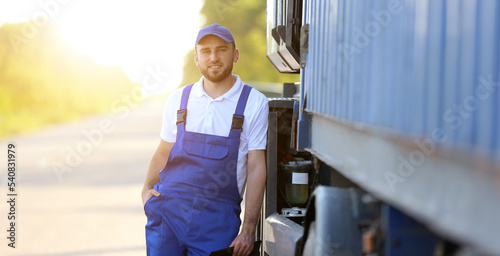 Portrait of male driver nea...