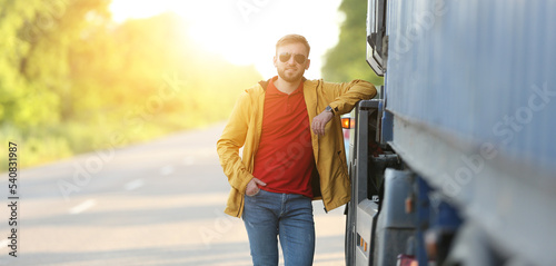 Portrait of male driver nea...
