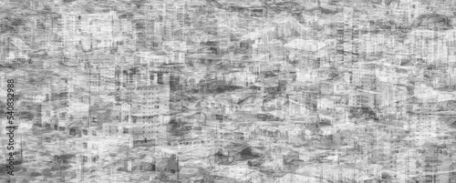 Gray abstract illustration of a large city's populous center.