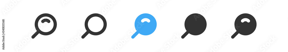 Search icon. Find symbol. Glass lens, loupe sign. Zoom button icon. Magnifying pictogram tool in line vector flat Search icon. Find symbol. Glass lens, loupe sign. Zoom button icon. Magnifying pictogram tool in line vector flat