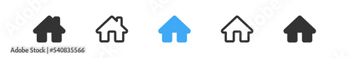 Home icon. House web pictogram. Homepage button icon set. Home line shape sign. Bulding symbol in vector flat