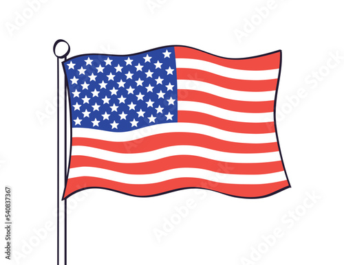 USA, United States of America, American flag icon isolated cartoon vector illustration.