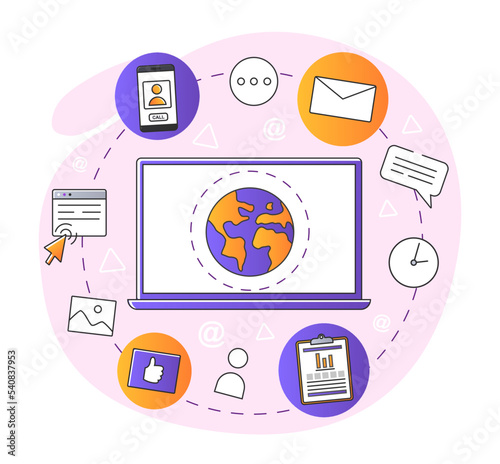 Set business icons. Collection of graphic elements for website. Interface for programs and applications. Social networks and messengers. Cartoon flat vector illustrations isolated on white background