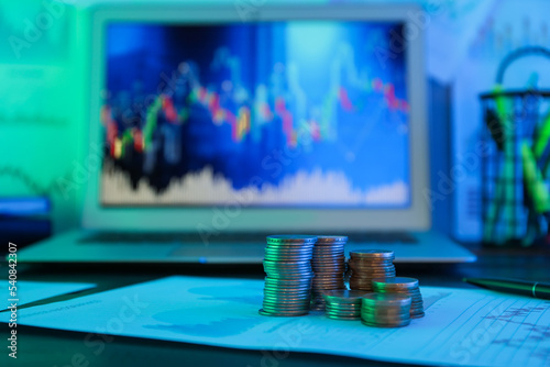 Stacks of coins on diagrams...