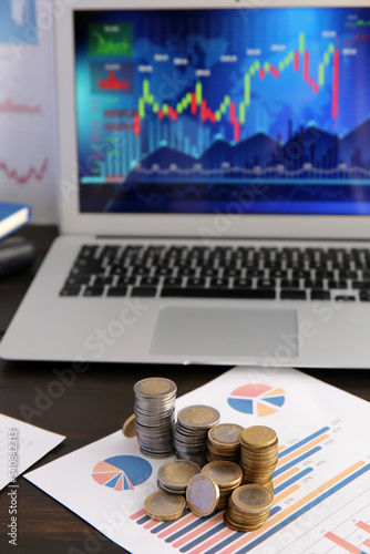 Stacks of coins on diagrams...