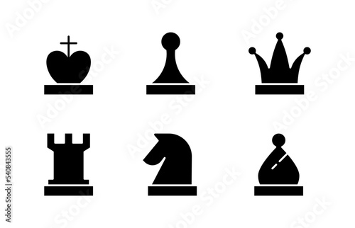 Vászonkép Icon set Glyph or fill Chess, figure, queen, king, bishop etc