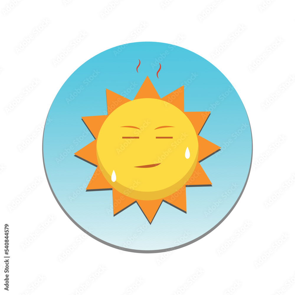 weather forecast summer, hot sun cartoon object sign, symbol, vector illustrator