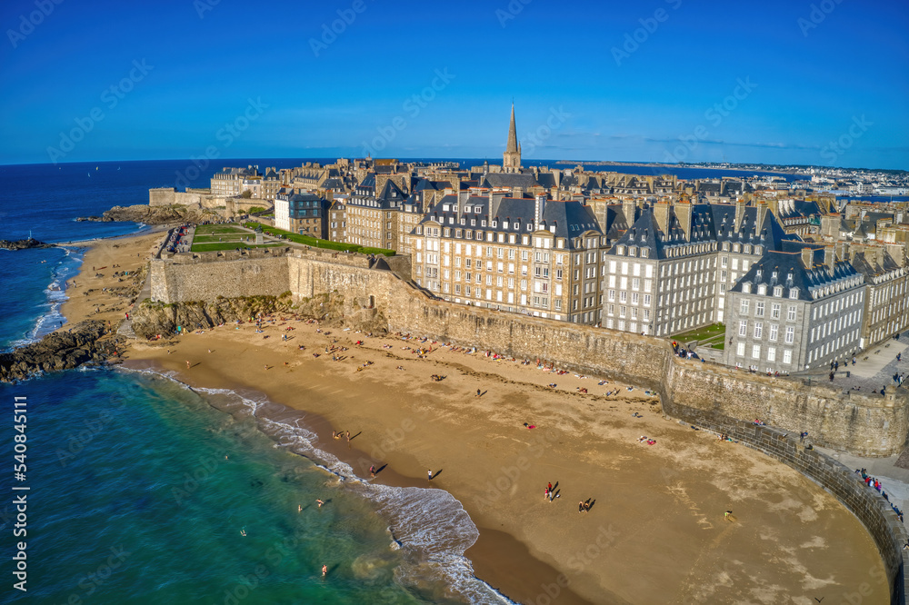Aerial View of the Vacation City of Saint Malo, France