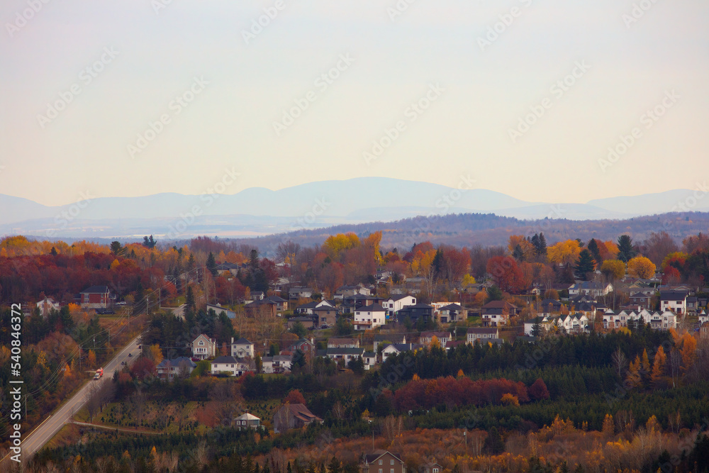 Fleurimont Sherbrooke canadian city french culture travel in america small town in the forest autumn colors cityscape Eastern Townships Canada