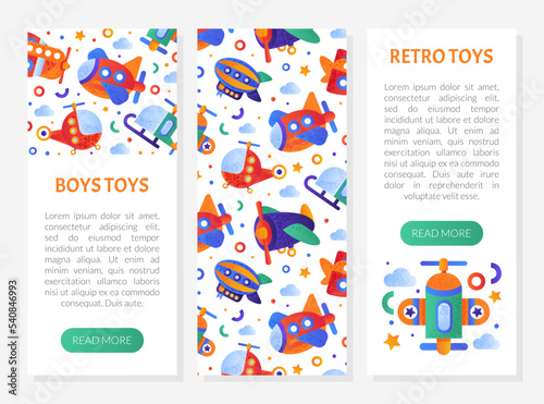 Colorful Planes and Aircraft Web Banner Design with Wing and Propeller Vector Template