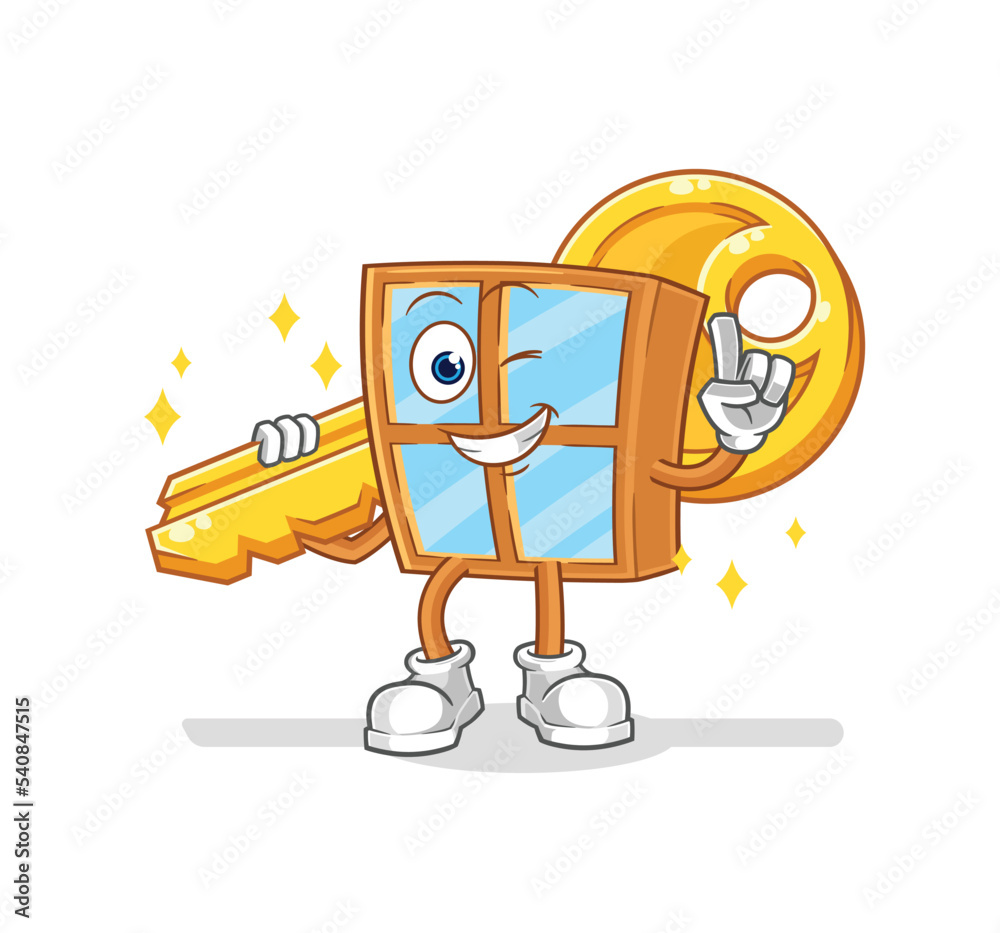 window carry the key mascot. cartoon vector
