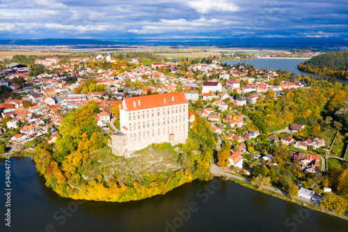 Panoramic view of old Plumlov castle, Czech Republic photo