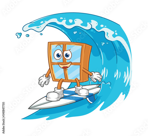 window surfing character. cartoon mascot vector