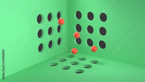 Canvas Print red spheres 3d abstract animation, minimalist motion graphics satisfying and loo
