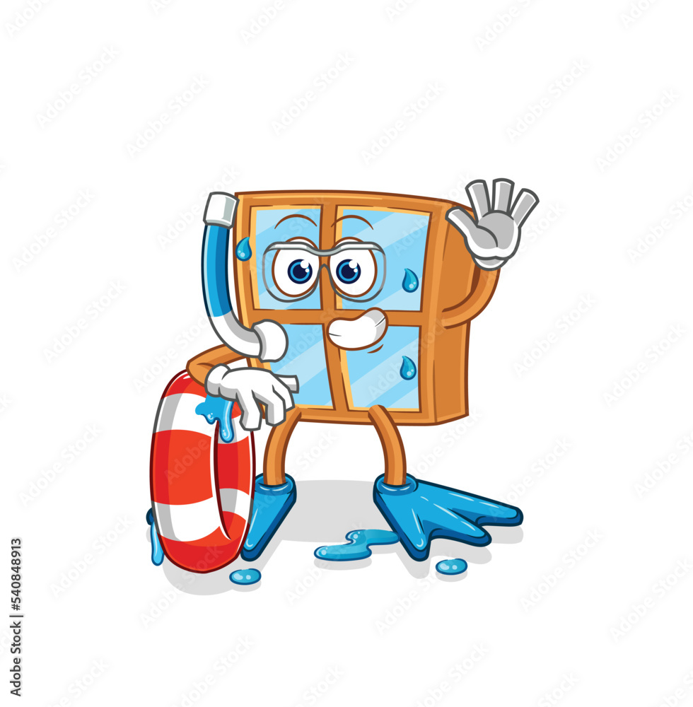 window swimmer with buoy mascot. cartoon vector window swimmer with buoy mascot. cartoon vector