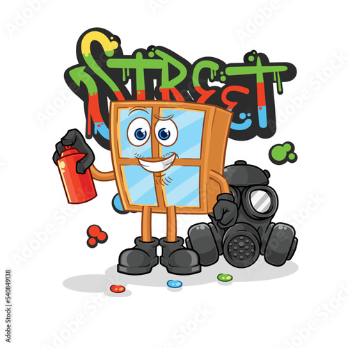window graffiti artist vector. cartoon character
