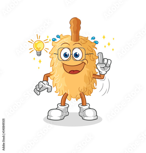 feather duster got an idea cartoon. mascot vector