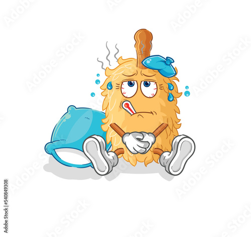 feather duster sick vector. cartoon character