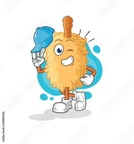 feather duster young boy character cartoon