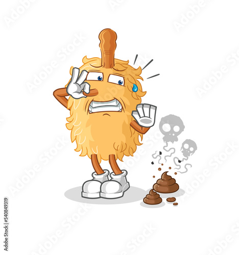 feather duster with stinky waste illustration. character vector