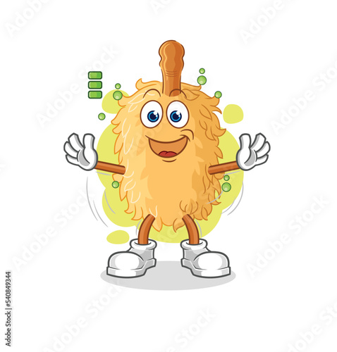 feather duster full battery character. cartoon mascot vector