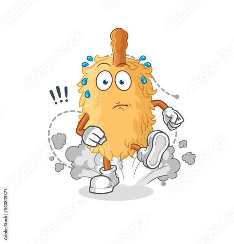 feather duster running illustration. character vector