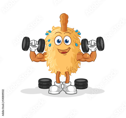 feather duster weight training illustration. character vector