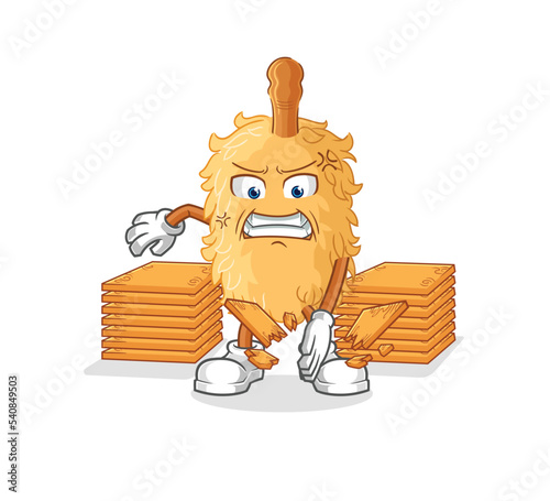 feather duster karate mascot. cartoon vector