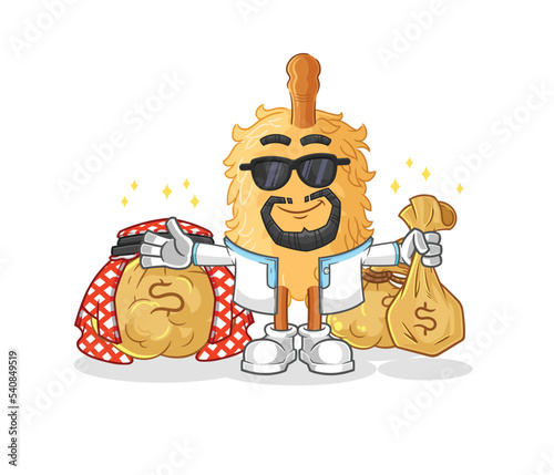 feather duster rich arabian mascot. cartoon vector