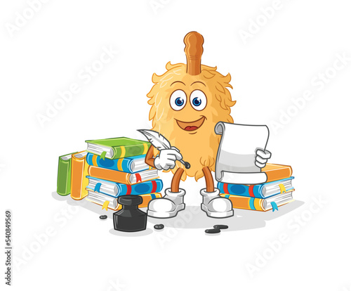 feather duster writer vector. cartoon character