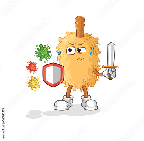 feather duster against viruses cartoon. cartoon mascot vector