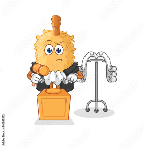 feather duster judge holds gavel. character vector