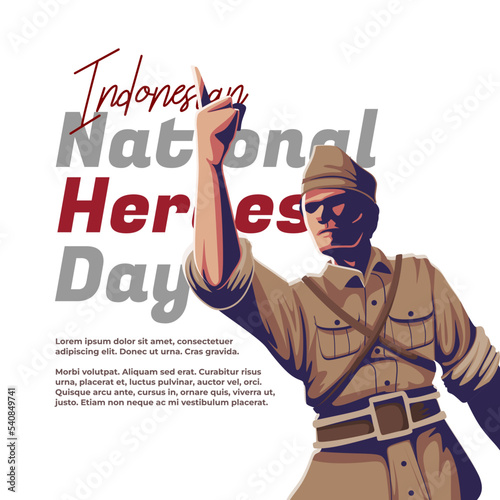 Indonesian Hero's Day illustration with Bung Tomo inflames the spirit