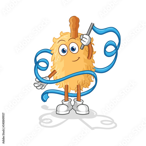 feather duster Rhythmic Gymnastics mascot. cartoon vector