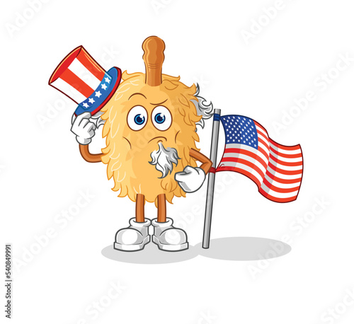 feather duster uncle sam character. cartoon mascot vector