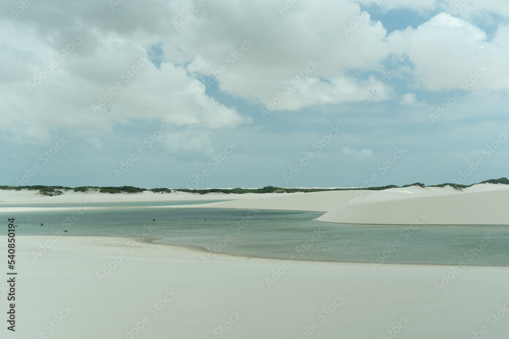 Lagoon with dune in the horizon, Lençois Maranhenses, Brazil 