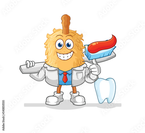 feather duster dentist illustration. character vector
