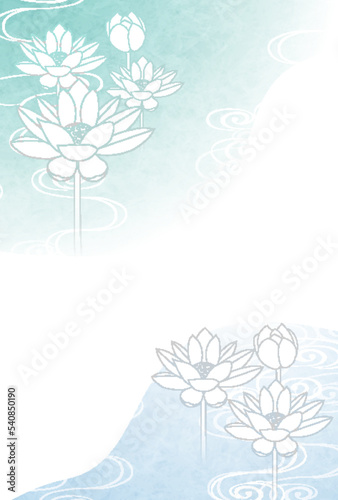 喪中　和柄　蓮　背景	
