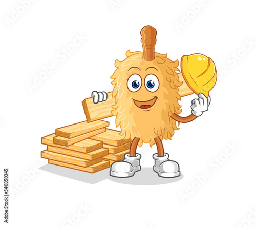 feather duster builder vector. cartoon character