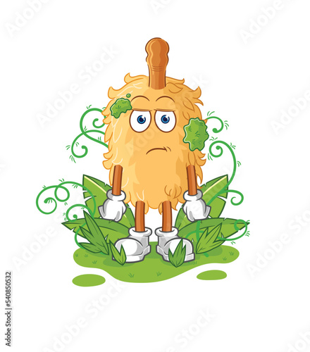 feather duster waiting too long mascot. cartoon vector