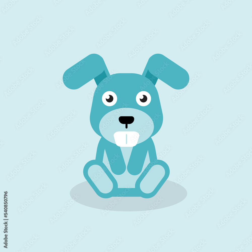 cute blue bunny. Safari jungle animal vector. Illustration of forest animals.